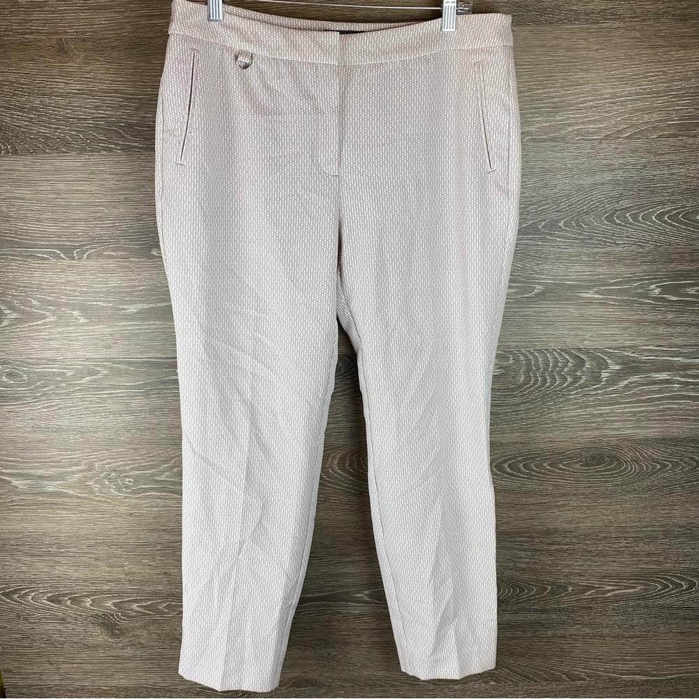 Adrianna Papell Printed Kate Fit Taupe Geometric dress Pants NWOT Size 12